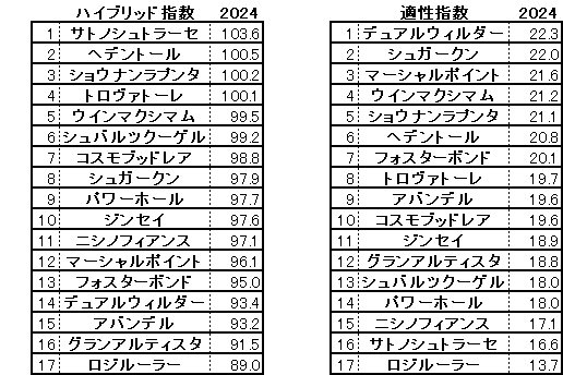 2024　青葉賞　HB指数
